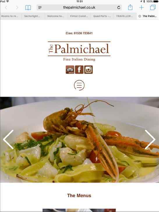 How the Palmichael site looks on tablet