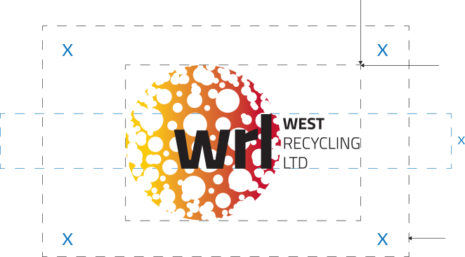 West Recycling branding logo with guidelines